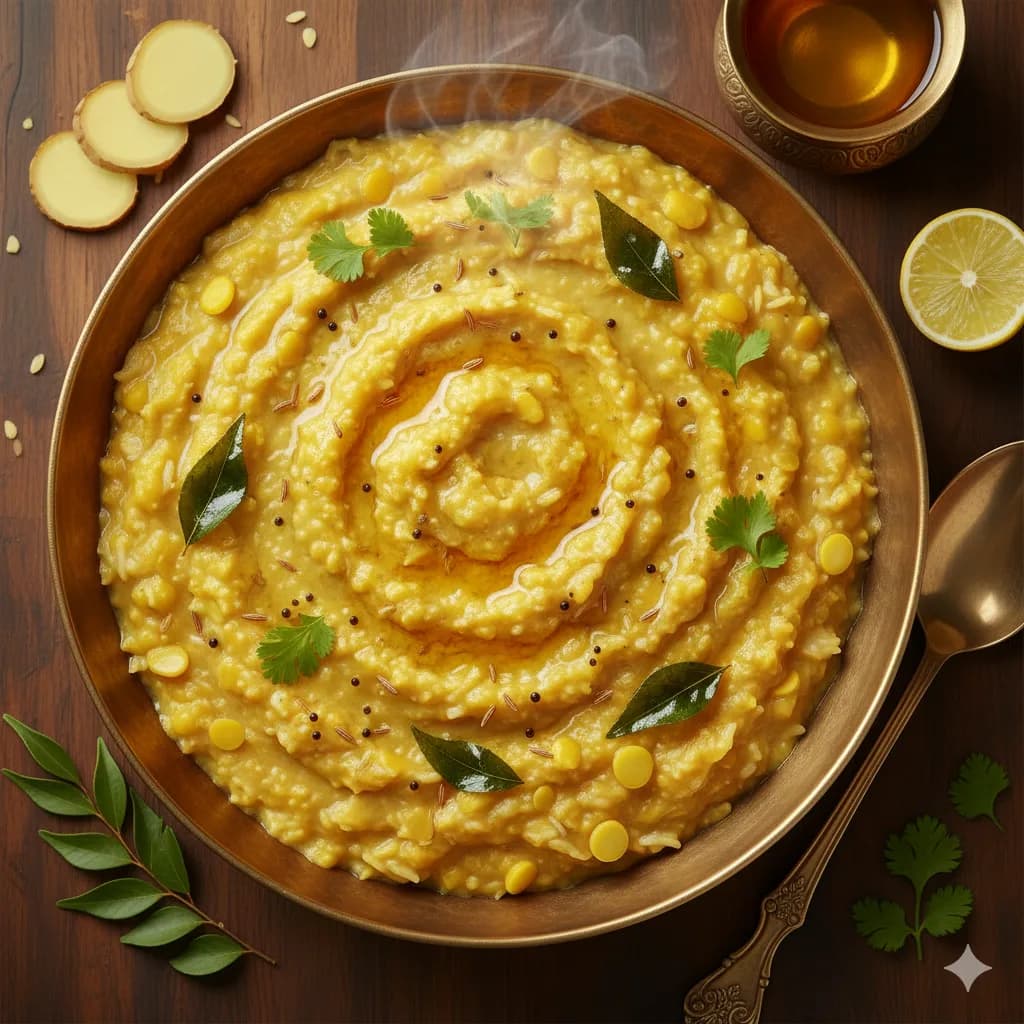 Ghee-tempered Mung Dal Khichdi